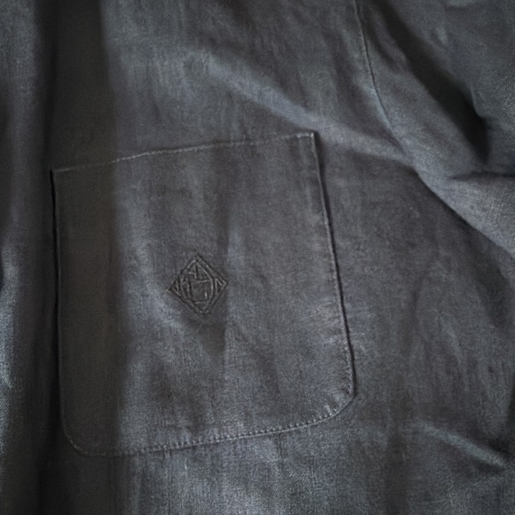 Vintage 90s Lauren Ralph Lauren Shirt Jacket M Blue Navy Linen Long Line Cuffed - Picture 3 of 9